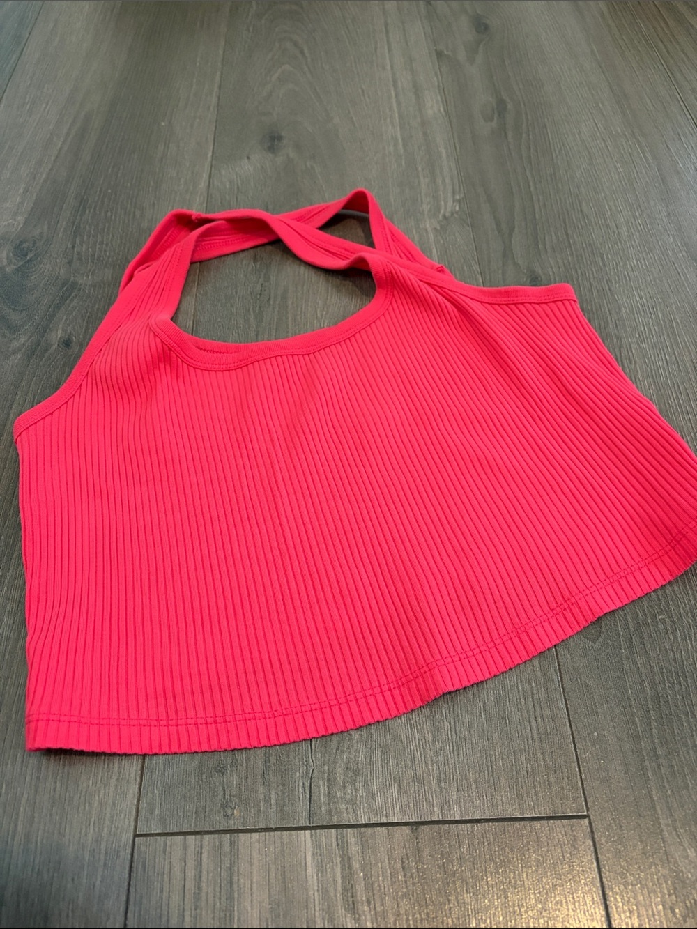 Old Navy Ribbed Hot Pink Halter Crop Tank